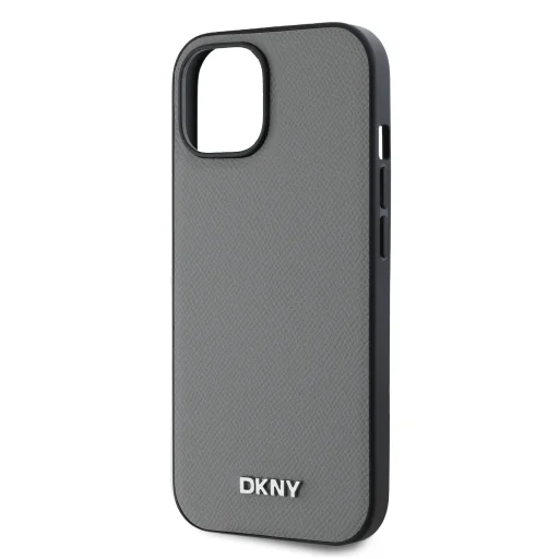DKNY PU Bőr Ezüst Fém Logó Magsafe tok iPhone 13-hoz Szürke - 4