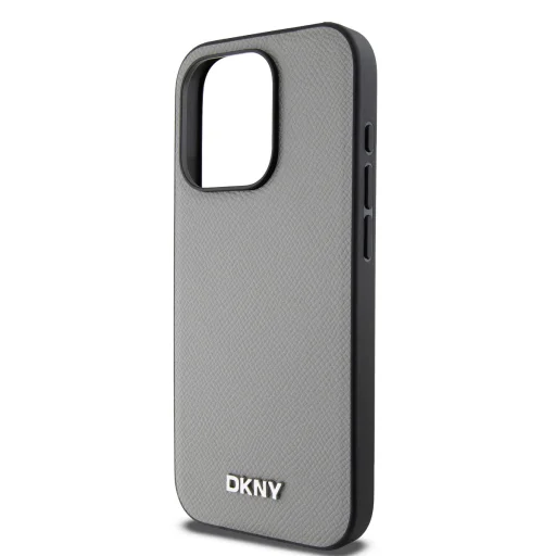 DKNY PU Leather Silver Metal Logo Magsafe tok iPhone 15 Pro Max Grey - 4