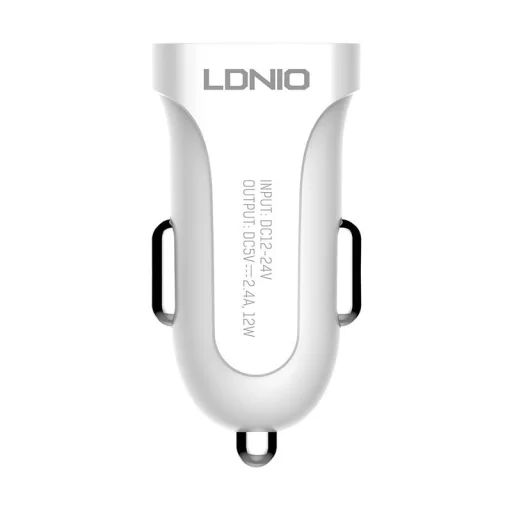 Autós töltő LDNIO DL-C17, 1x USB, 12W + Micro USB kábel (fehér) - 2
