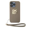 DKNY PU bőr Stack Logo csuklópántos tok iPhone 14 Pro Max Bézs thumbnail