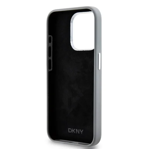 DKNY Liquid Silicone Silver Metal Logo MagSafe tok iPhone 15 Pro Grey - 5