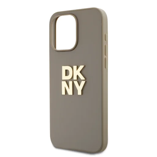 DKNY PU bőr Stack Logo csuklópántos tok iPhone 15 Pro Bézs - 3