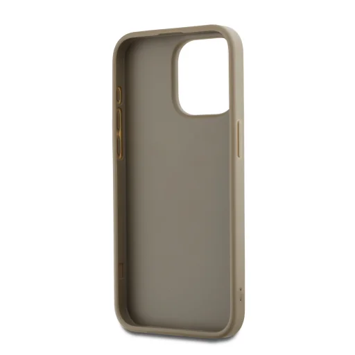 DKNY PU bőr Stack Logo csuklópántos tok iPhone 15 Pro Bézs - 4