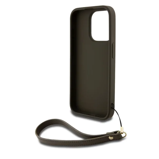 DKNY PU bőrből készült, logózott csuklópántos tok iPhone 14 Pro készülékhez, barna - 4