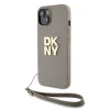 DKNY PU bőrből készült Logózott csuklópántos tok iPhone 14-hez, Bézs thumbnail