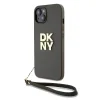 DKNY PU bőr Stack Logo csuklópántos tok iPhone 15-höz barna thumbnail