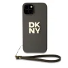 DKNY PU bőr Stack Logo csuklópántos tok iPhone 15-höz barna thumbnail