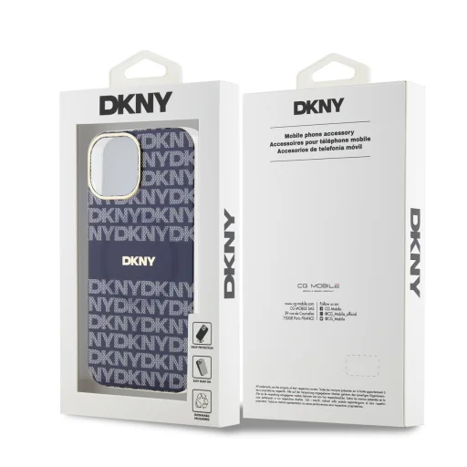  iPhone 13 Blue DKNY PC/TPU Repeat Pattern Tonal Stripe Magsafe tok - 6