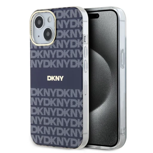  iPhone 13 Blue DKNY PC/TPU Repeat Pattern Tonal Stripe Magsafe tok - 1