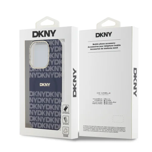  iPhone 13 Pro Kék DKNY PC/TPU Ismétlődő Minta Tonális Csík Magsafe tok - 6