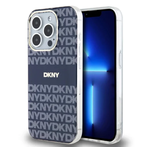  iPhone 13 Pro Kék DKNY PC/TPU Ismétlődő Minta Tonális Csík Magsafe tok - 1