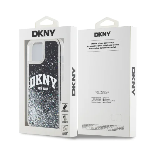 DKNY Liquid Glitter Arch Logo tok iPhone 14 fekete - 6