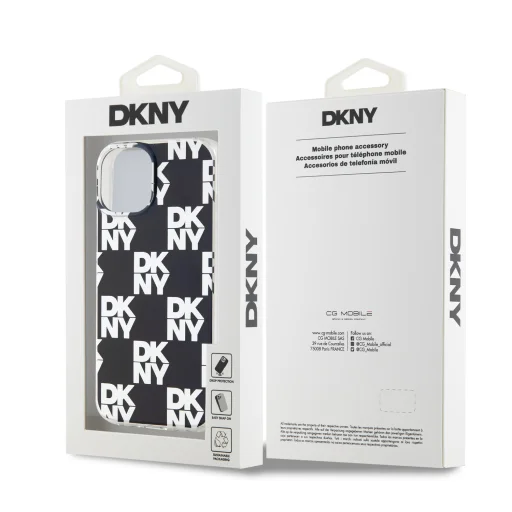 iPhone 15 Fekete DKNY PC/TPU Kockás Tok - 6