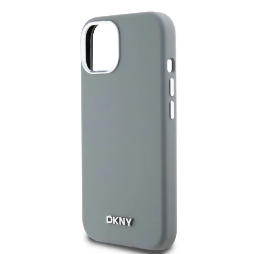 DKNY Liquid Silicone Silver Metal Logo MagSafe tok iPhone 15 szürke - 4