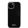 DKNY Liquid Silicone Silver Metal Logo MagSafe tok iPhone 15-höz fekete thumbnail