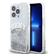  iPhone 14 Pro Átlátszó DKNY Folyékony Csillám Ívelt Logó tok
