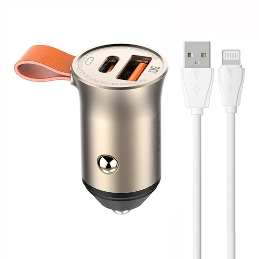 LDNIO C509Q USB, USB-C 30W autós töltő + Lightning kábel - 1