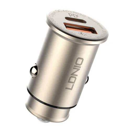 LDNIO C506Q USB, USB-C Autós töltő + USB-C - USB-C Kábel - 3
