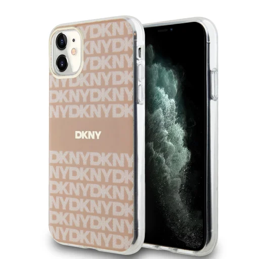 DKNY PC/TPU Ismétlődő Minta Tonális Csík Magsafe tok iPhone 11 Pink - 1