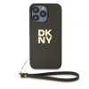 DKNY PU Leather Stack Logo csuklópántos tok az iPhone 15 Pro Max számára Barna thumbnail