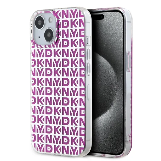 DKNY PC/TPU Ismétlődő Minta Tok iPhone 15 Pink - 1