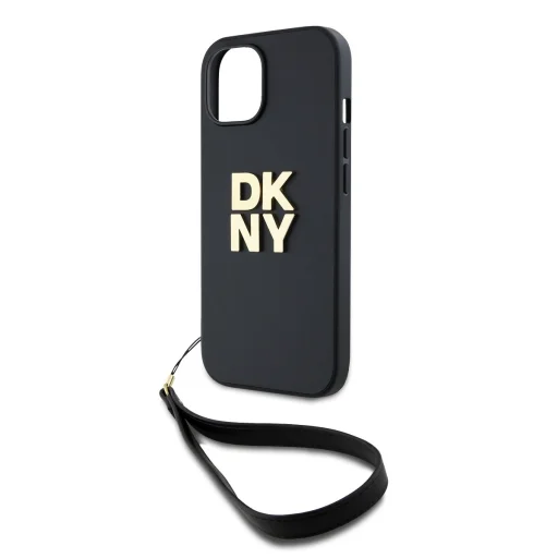 DKNY PU Bőr Stack Logo Csuklópántos tok iPhone 13 Fekete - 3