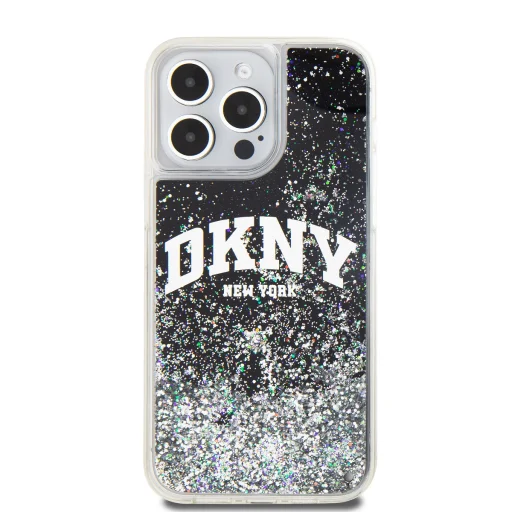  iPhone 13 Pro fekete DKNY Liquid Glitter Arch Logo tok - 2