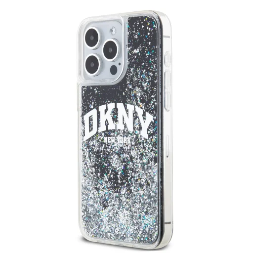  iPhone 13 Pro fekete DKNY Liquid Glitter Arch Logo tok - 3