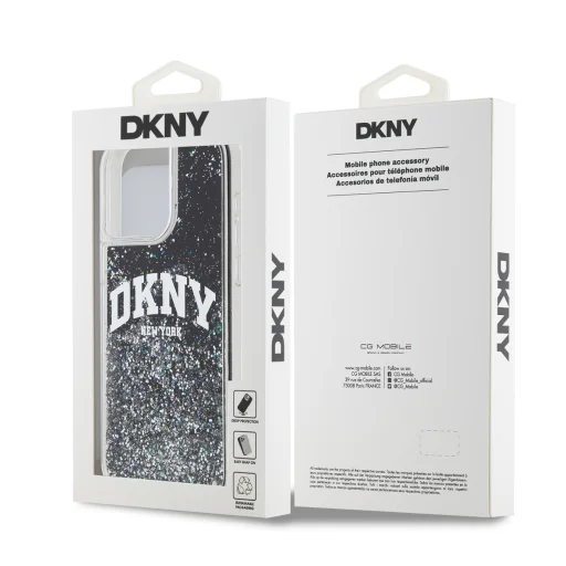  iPhone 13 Pro fekete DKNY Liquid Glitter Arch Logo tok - 6