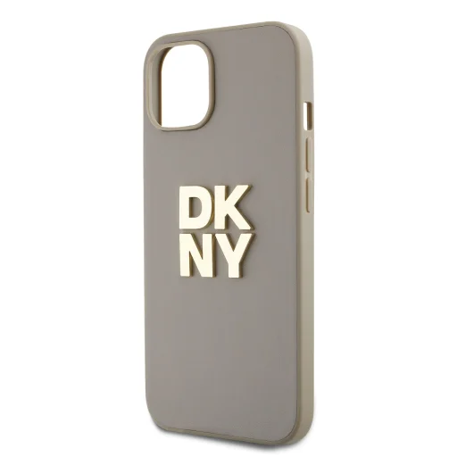  iPhone 15 Bézs DKNY PU bőrből készült logós csuklópántos tok - 3
