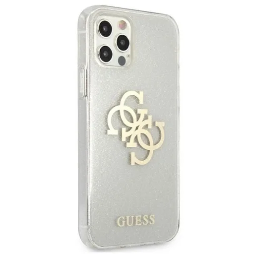 Guess GUHCP12LPCUGL4GTR iPhone 12 Pro Max 6.7" átlátszó kemény tok Glitter 4G Nagy Logó - 4