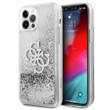 Guess GUHCP12LLG4GSI iPhone 12 Pro Max 6.7" ezüst/ezüst kemény tok 4G Big Liquid Glitter tok