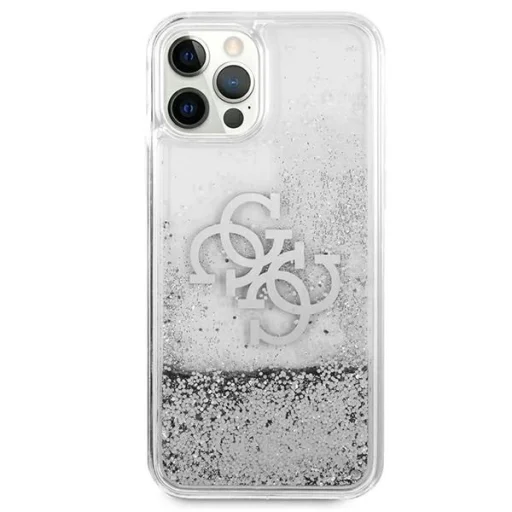 Guess GUHCP12LLG4GSI iPhone 12 Pro Max 6.7" ezüst/ezüst kemény tok 4G Big Liquid Glitter tok - 3