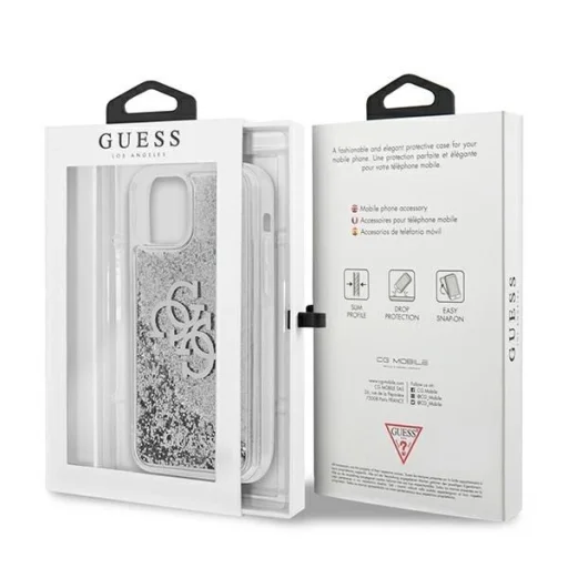Guess GUHCP12LLG4GSI iPhone 12 Pro Max 6.7" ezüst/ezüst kemény tok 4G Big Liquid Glitter tok - 8