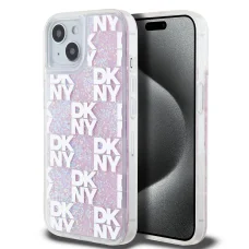  iPhone 15 Pink DKNY Liquid Glitter Checkered Pattern tok