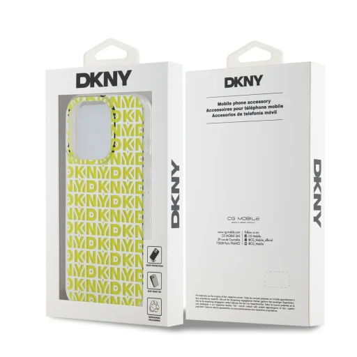  iPhone 15 Pro Sárga DKNY PC/TPU Ismétlődő Mintás tok - 6