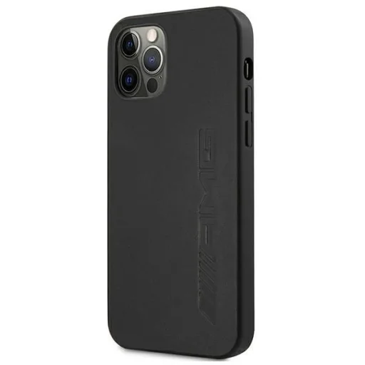 AMG AMHCP12LDOLBK iPhone 12 Pro Max 6,7" fekete tok kemény tok bőrből forró bélyegzéssel - 2