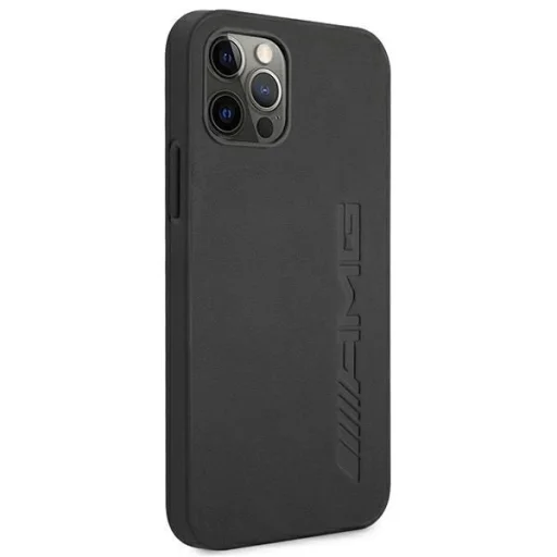 AMG AMHCP12LDOLBK iPhone 12 Pro Max 6,7" fekete tok kemény tok bőrből forró bélyegzéssel - 4