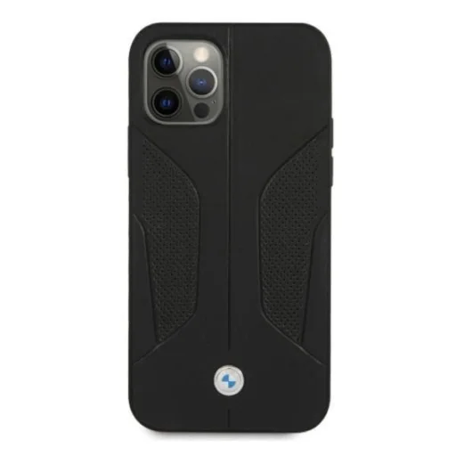  iPhone 12 Pro Max 6,7" fekete BMW BMHCP12LRSCSK kemény tok bőr perforált oldalakkal tok - 3