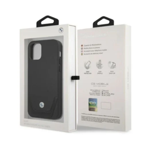  iPhone 12 Pro Max 6,7" fekete BMW BMHCP12LRSWPK keménytok bőr perforált tok - 8