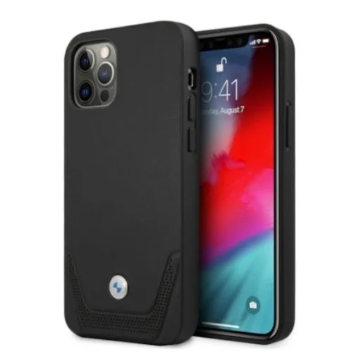  iPhone 12 Pro Max 6,7" fekete BMW BMHCP12LRSWPK keménytok bőr perforált tok - 1