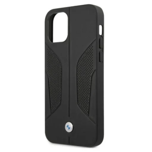  iPhone 12/12 Pro 6,1" fekete BMW BMHCP12MRSCSK kemény tok bőr perforált oldalakkal tok - 6