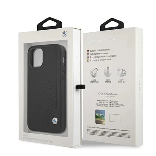  iPhone 12 Mini 5,4" fekete/black BMW BMHCP12SRCDPK hardcase Leather Deboss tok - 8