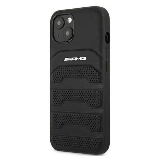 AMG AMHCP13SGSEBK iPhone 13 mini 5,4" fekete tok hardcase bőr dombornyomott vonalak - 2