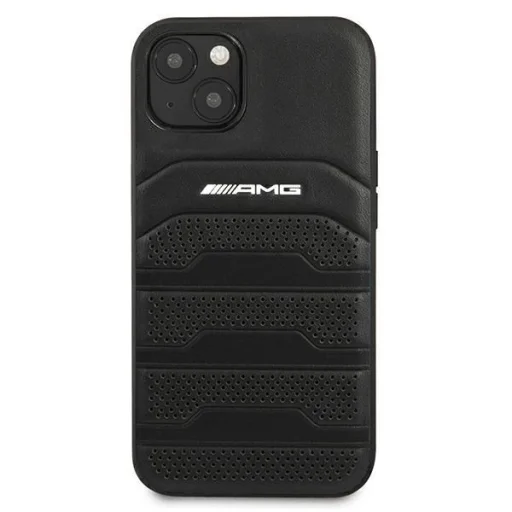 AMG AMHCP13SGSEBK iPhone 13 mini 5,4" fekete tok hardcase bőr dombornyomott vonalak - 3