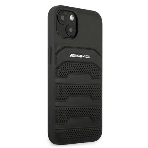 AMG AMHCP13SGSEBK iPhone 13 mini 5,4" fekete tok hardcase bőr dombornyomott vonalak - 4