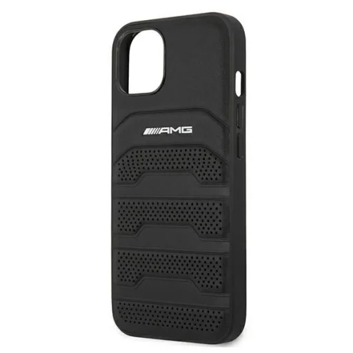 AMG AMHCP13SGSEBK iPhone 13 mini 5,4" fekete tok hardcase bőr dombornyomott vonalak - 6