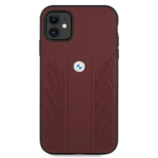  iPhone 11 Piros BMW BMHCN61RSPPR Kemény Bőr Curve Perforate tok - 3