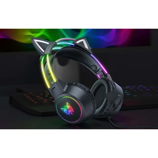 ONIKUMA X15 PRO Gaming fejhallgató Macska (Fekete) - 3