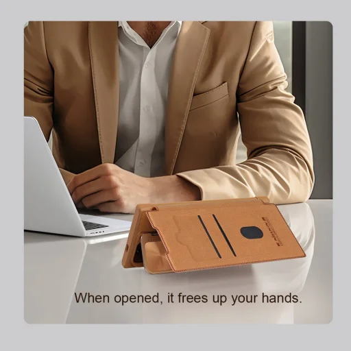 Nillkin Qin Book Prop tok Samsung Galaxy S24 Ultra barna - 6